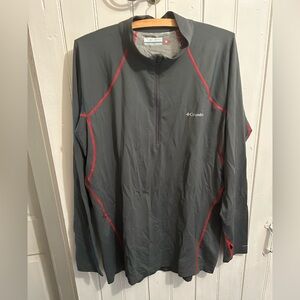 Columbia Xxl grey with pink-red stitching quarter zip onmi heat pullover sweater